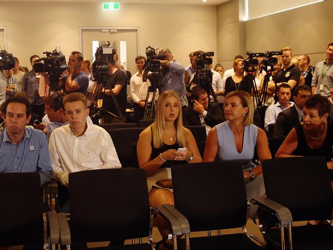 Family of Todd Greenberg were at NRL Central to watch him address the media on his promotion.