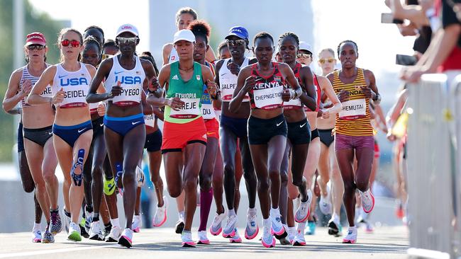 The women’s marathon is underway. Picture: Getty Images