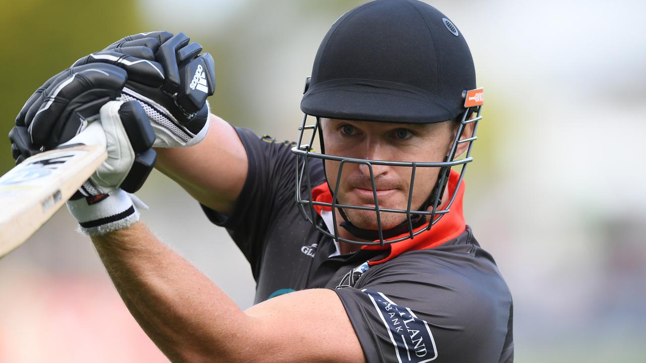 Beauden Barrett bats during the T20 Black Clash at McLean Park in January.