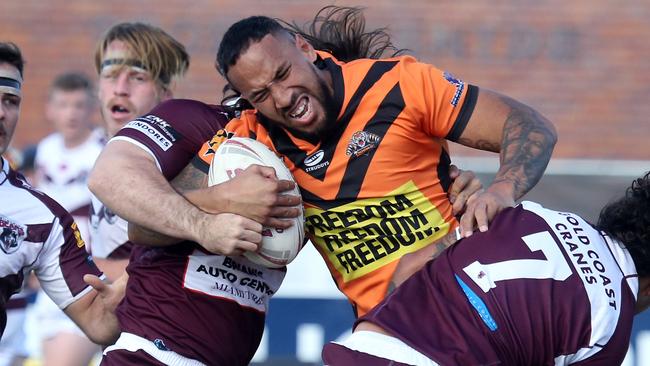 Action shots of the Southport Tigers vs. Burleigh Bears major semi-final clash at Pizzey Park. Eni Folau. 4 September 2022 Miami Picture by Richard Gosling