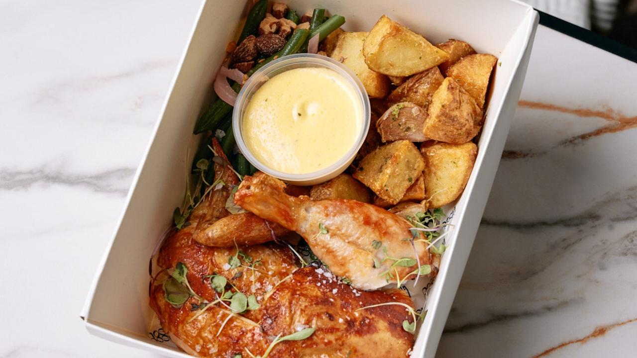 The rotisserie chicken box from Bisou Bisou.