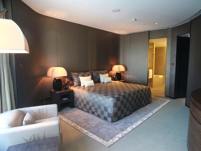 One of the many bedrooms in the Armani hotel in the Burj Khalifa in Dubai. Picture: Gabriela Maj for Getty Images