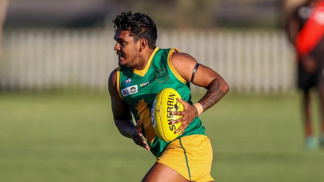 Pioneer earned some early bragging rights with a grand final rematch win against South Alice Springs. Picture: Charlie Lowson / AFLNT Media