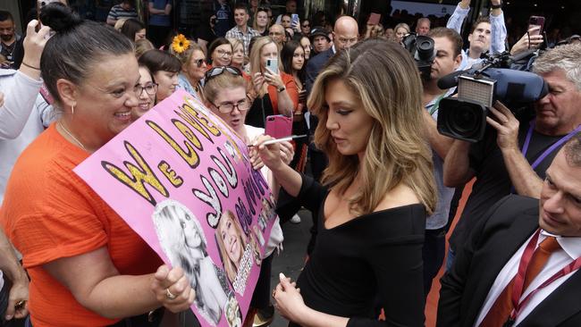 Delta Goodrem spoke to fans, and is slated to perform at the singer’s memorial. Picture: NCA NewsWire / Valeriu Campan