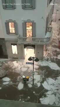 River of hail lashes Italian city