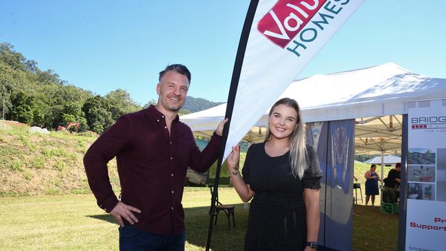 New homes design consultants at Value Homes Robert Birchall and Hayley McKean at the Sugarworld Estate land release on Saturday. Picture: Peter Carruthers