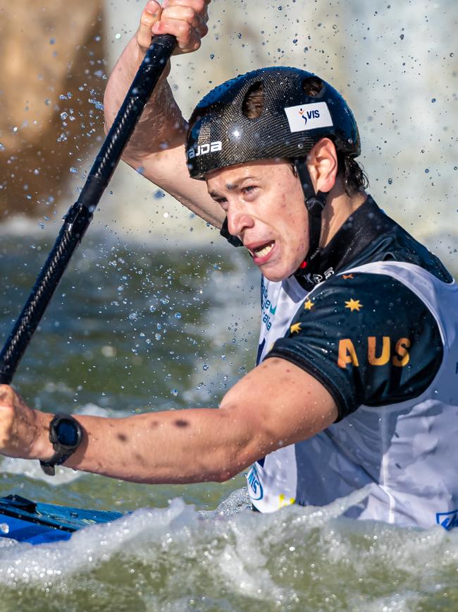 Young paddler Mark Crosbee in action. Picture: Supplied