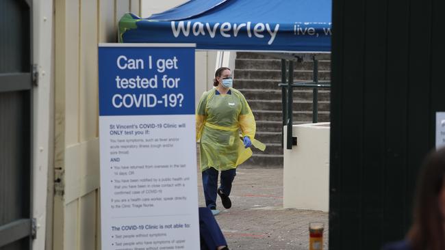 St Vincents Hospital has set up mobile Coronavirus testing clinic in Bondi, where a number of backpackers have been diagnosed. Picture: Rohan Kelly