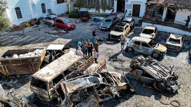 The Ahli Arab hospital in central Gaza in the aftermath of the blast. Picture: AFP