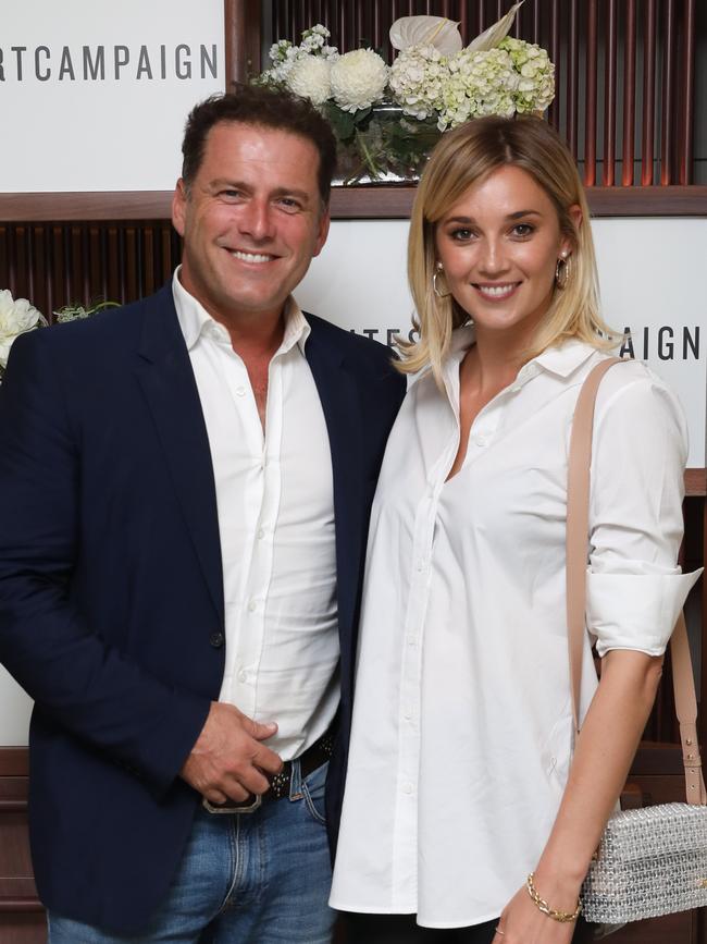 A clothed Karl Stefanovic with wife Jasmine. Picture: Supplied