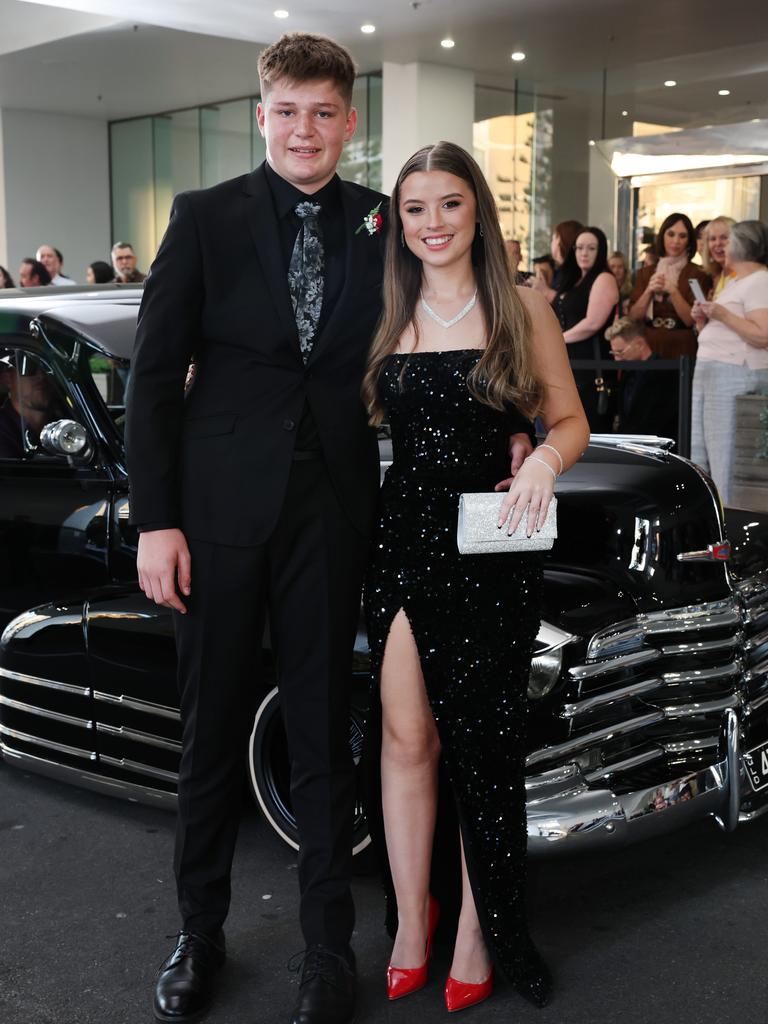 Hillcrest Christian College Year 12 Formal at Mantra on View in Surfers Paradise. Ari Blakey and Mia Allport. Picture Glenn Hampson.