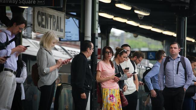 A general view of Central Station as Industrial action resumes on Sydney's train network today. Trains are only slowing down out past Parramatta in the west and Glenfield in the southwest, and on intercity connections, but some people coming into Central will have been affected. Picture: Newswire/ Gaye Gerard