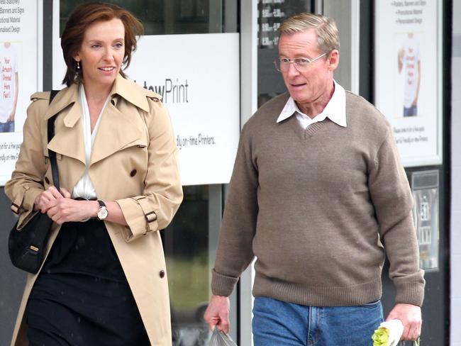 Richard Roxburgh and Toni Colette filming a scene in Padstow Heights. Picture: Ross Schultz