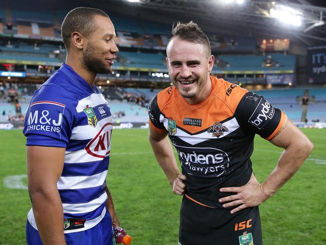 Josh Reynolds has also been reunited with Moses Mbye. Picture: Brett Costello