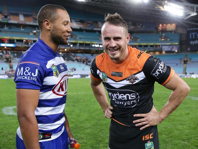 Josh Reynolds has also been reunited with Moses Mbye. Picture: Brett Costello