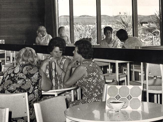 Customers overlooking the roof garden at Southland shopping centre in 1969.