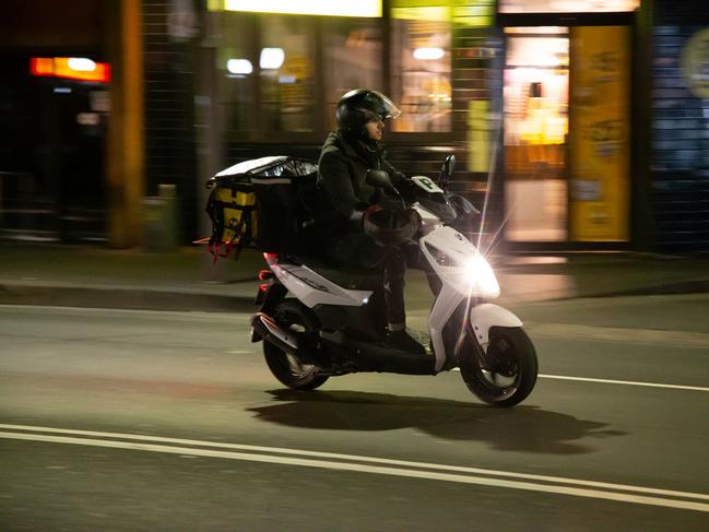 UberEats driver in Sydney's Newtown. Picture: Damian Hofman