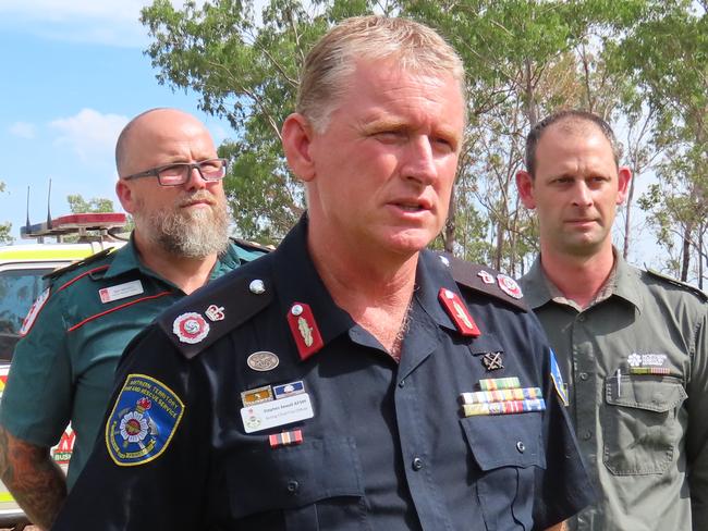 L to R: Sally Cutter of the Bureau of Meteorology, St John Ambulance regional manager Ben Minchin, Deputy Chief Fire Officer Stephen Sewell, and Bushfires NT Assistant Director Nathaniel Staniford.