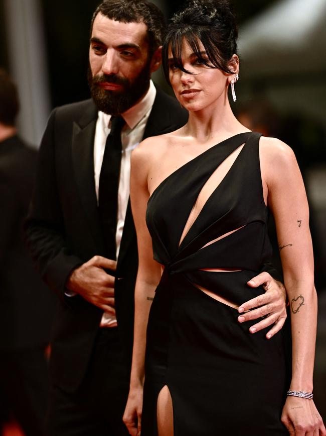 It marks the couple’s first red carpet together. Picture: Loic Venance/AFP