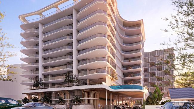 Artist impression of MAYD Group's proposed $350m hotel development which is planned for north Kirra. Picture: Supplied