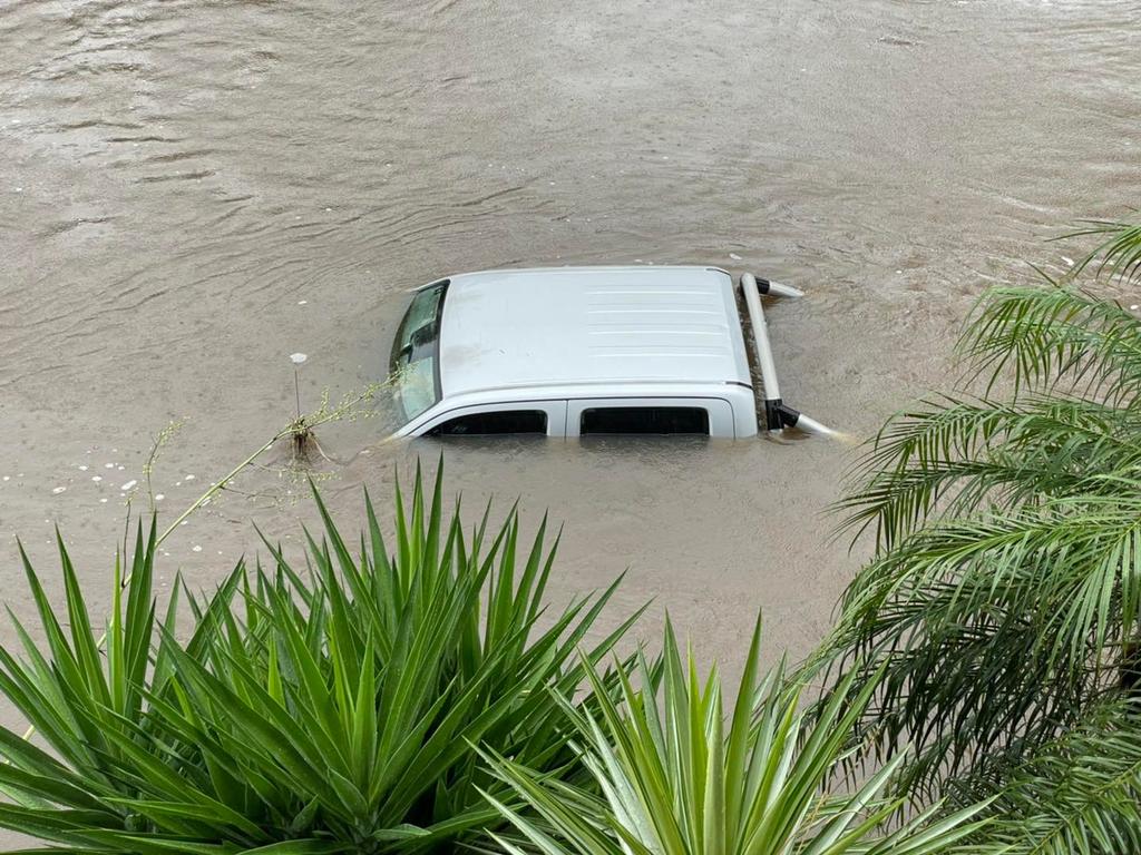 Ute submerged at Capalaba Tavern carpark. Picture: Don Brown MP