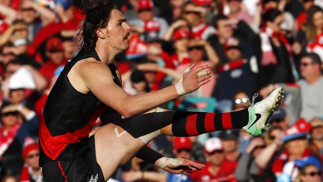 Joe Daniher kicks a goal at the SCG. Picture: Michael Klein