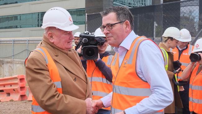 Lindsay Fox with Victorian Premier Daniel Andrews in Melbourne in June 2022. Picture: NCA NewsWire / Luis Enrique Ascui