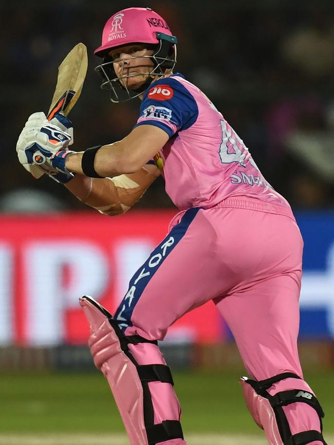 Steve Smith in action for Rajasthan Royals. Picture: Money Sharma/AFP