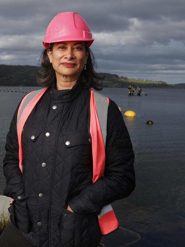 Mary Massina CEO South Arm Irrigation Scheme at staging post at Margate. The South Arm community will soon have access to Class A recycled water courtesy of a historic first-ever water pipeline crossing. Picture: Nikki Davis-Jones