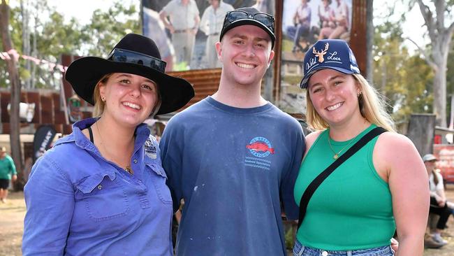 Abby Hopewell, Angus Tudman and Emily Ebrington at the Gympie Muster. Picture: Patrick Woods.