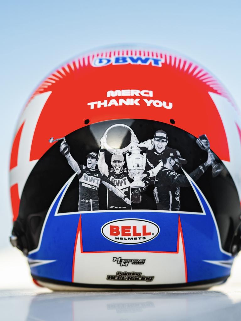 Ocon showed off the helmet he was going to wear in Abu Dhabi.