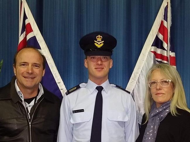 James Fernandez de Viana, 26, with his parents Michael and Patricia.