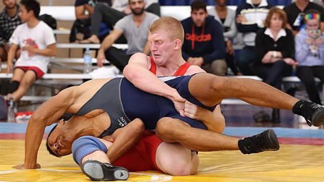 Jayden Lawrence, of Catherine Field, wins at the Australian wrestling championships, also Commonwealth Games qualifiers. Picture: Supplied