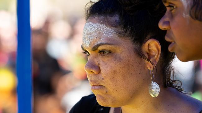 Jacinta Price at a rally in Alice Springs. Picture: Emma Murray