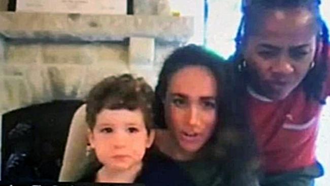 Meghan Markle with her mother Doria and her son Archie. Picture: Twitter.