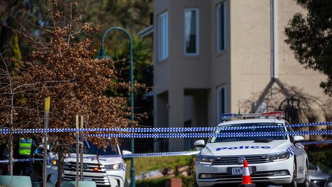 Police have cordoned off the crime scene. Picture: Mark Stewart