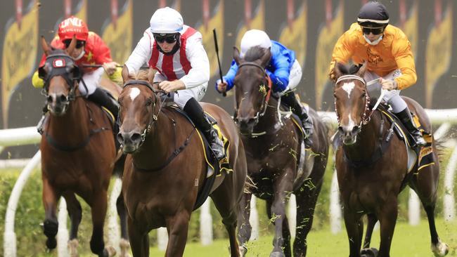 Four Moves Ahead showed an impressive turn of foot in the wet conditions. Picture: Getty Images