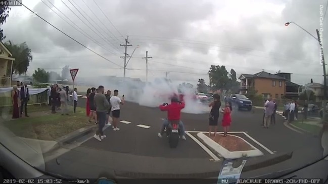 Epic burnout wedding in Sydney