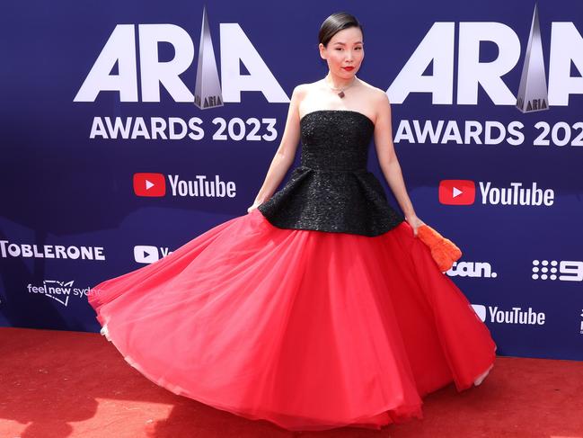 Dami Im turned heads in a dramatic gown. (Photo by Mark Metcalfe/Getty Images)