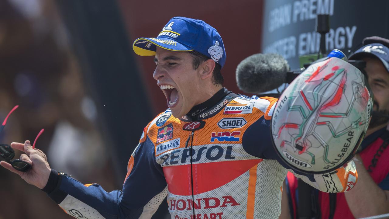 Marc Marquez celebrating one of his five wins in 2019.