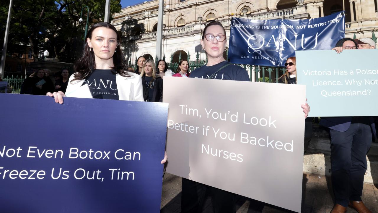 Lisa Oakman, and Megan McRae at Tuesday morning’s rally. Picture: Steve Pohlner