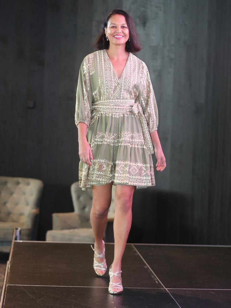 Fashion parade participant Anouchka Sank at the Trinity Lutheran College Mother's Day High Tea at The Glasshouse, Surfers Paradise. Picture by Richard Gosling