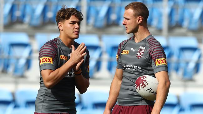 Daly Cherry-Evans has taken Maroons rookie Reece Walsh under his wing. Picture: Getty Images