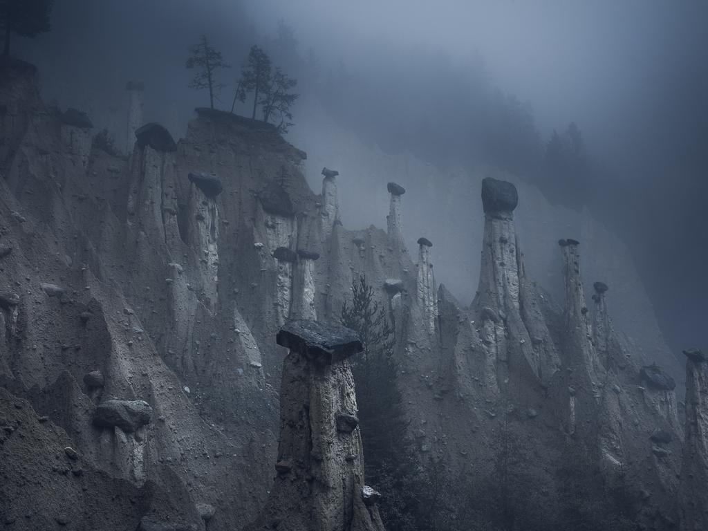 'Mars', These natural sand towers, capped with large stones, are known as the Earth Pyramids of Platten. Picture: Marco Grassi