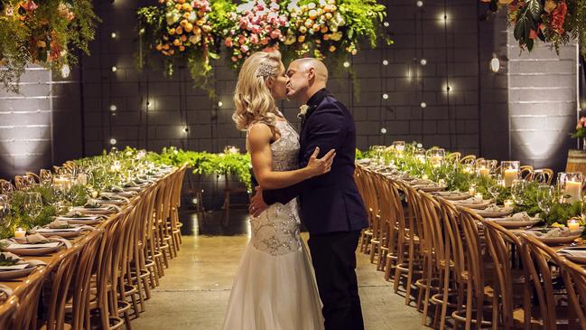 Kisses: Ali Fyfe and Nick Babousis Picture: Ben Clark Photography