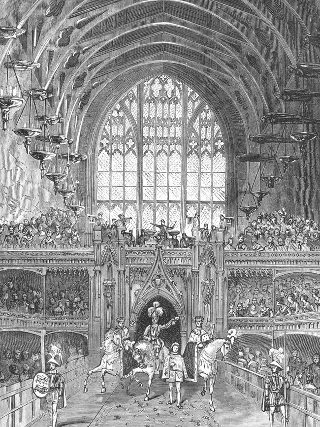 Coronation of George IV in Westminster Hall: The Champion's Challenge, 1897. Picture: Print Collector/Getty Images