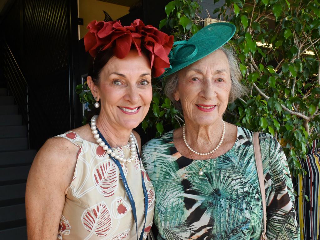 Louise de Bomford and Pamela de Bomford at the 2021 Great Northern Darwin Cup. Picture: Julianne Osborne