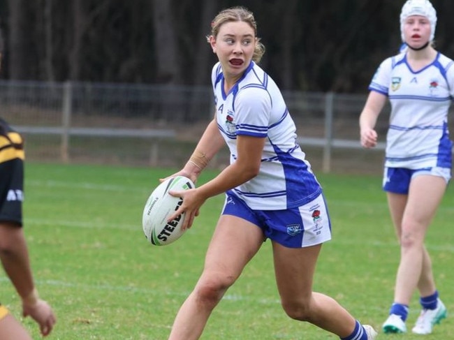 Skye Spencer in action for the NSW Combined Catholic Colleges team at the ASSRL National Championships. Picture: Heather Murry
