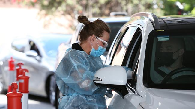 A nurse administers the Pfizer vaccine at the Belmore Sports Ground vaccination hub in Sydney. Picture: Getty Images)