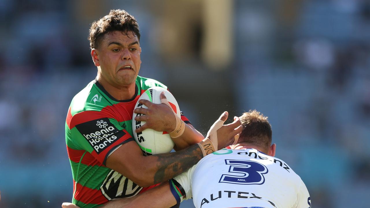 Graham Annesley has revealed Latrell Mitchell was issued a concerning act notice for a lifting tackle against the Warriors that was placed on report but not charged by the match review committee. Picture: Mark Metcalfe/Getty Images